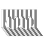 Vertical Stripes - White and Gray Twin Hearts 3D Greeting Card (8x4)