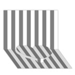 Vertical Stripes - White and Gray Heart Bottom 3D Greeting Card (7x5)