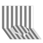 Vertical Stripes - White and Gray Circle Bottom 3D Greeting Card (7x5)