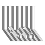 Vertical Stripes - White and Gray LOVE Bottom 3D Greeting Card (7x5)