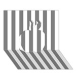 Vertical Stripes - White and Gray Apple 3D Greeting Card (7x5)