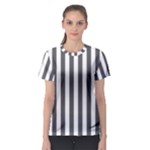 Vertical Stripes - White and Dark Gray Women s Sport Mesh Tee