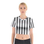 Vertical Stripes - White and Dark Gray Cotton Crop Top
