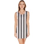Vertical Stripes - White and Dark Gray Bodycon Dress