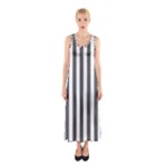 Vertical Stripes - White and Dark Gray Full Print Maxi Dress