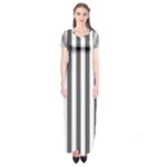 Vertical Stripes - White and Dark Gray Short Sleeve Maxi Dress