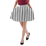 Vertical Stripes - White and Dark Gray A-Line Pocket Skirt