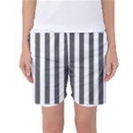 Vertical Stripes - White and Dark Gray Women s Basketball Shorts