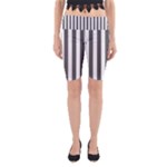 Vertical Stripes - White and Dark Gray Yoga Cropped Leggings