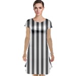 Vertical Stripes - White and Dark Gray Cap Sleeve Nightdress