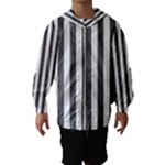 Vertical Stripes - White and Dark Gray Hooded Wind Breaker (Kids)