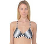 Vertical Stripes - White and Dark Gray Reversible Tri Bikini Top