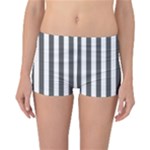 Vertical Stripes - White and Dark Gray Reversible Boyleg Bikini Bottoms