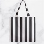 Vertical Stripes - White and Dark Gray Zipper Grocery Tote Bag