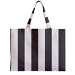 Vertical Stripes - White and Dark Gray Zipper Mini Tote Bag