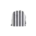 Vertical Stripes - White and Dark Gray Drawstring Pouch (XS)