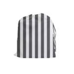Vertical Stripes - White and Dark Gray Drawstring Pouch (L)
