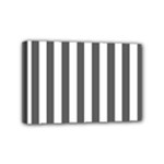 Vertical Stripes - White and Dark Gray Mini Canvas 6  x 4  (Stretched)