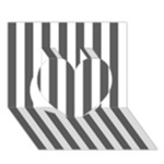 Vertical Stripes - White and Dark Gray Heart 3D Greeting Card (7x5)