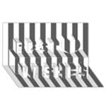 Vertical Stripes - White and Dark Gray Best Wish 3D Greeting Card (8x4)
