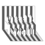 Vertical Stripes - White and Dark Gray Miss You 3D Greeting Card (7x5)