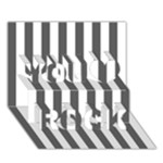 Vertical Stripes - White and Dark Gray You Rock 3D Greeting Card (7x5)