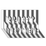Vertical Stripes - White and Dark Gray Happy New Year 3D Greeting Card (8x4)