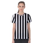 Vertical Stripes - White and Black Women s Cotton Tee