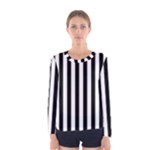 Vertical Stripes - White and Black Women s Long Sleeve T-shirt