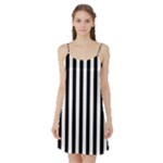 Vertical Stripes - White and Black Satin Night Slip