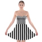 Vertical Stripes - White and Black Strapless Bra Top Dress