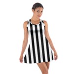 Vertical Stripes - White and Black Cotton Racerback Dress