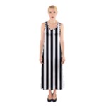 Vertical Stripes - White and Black Full Print Maxi Dress