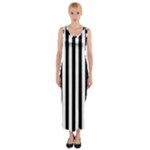 Vertical Stripes - White and Black Fitted Maxi Dress