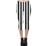 Vertical Stripes - White and Black Capri Leggings