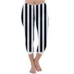 Vertical Stripes - White and Black Capri Winter Leggings