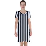 Vertical Stripes - White and Black Short Sleeve Nightdress