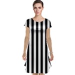 Vertical Stripes - White and Black Cap Sleeve Nightdress