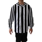 Vertical Stripes - White and Black Hooded Wind Breaker (Kids)