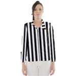 Vertical Stripes - White and Black Wind Breaker (Women)