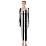 Vertical Stripes - White and Black Long Sleeve Catsuit