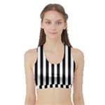 Vertical Stripes - White and Black Women s Sports Bra with Border