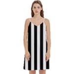 Vertical Stripes - White and Black Women s Reversible Sports Bra with Border