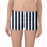 Vertical Stripes - White and Black Boyleg Bikini Bottoms