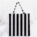 Vertical Stripes - White and Black Grocery Tote Bag