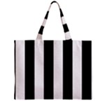 Vertical Stripes - White and Black Zipper Mini Tote Bag