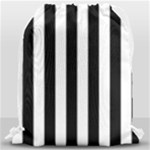 Vertical Stripes - White and Black Drawstring Bag (Large)