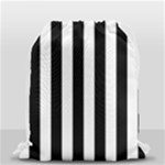 Vertical Stripes - White and Black Drawstring Bag (Small)