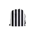 Vertical Stripes - White and Black Drawstring Pouch (S)