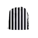 Vertical Stripes - White and Black Drawstring Pouch (L)